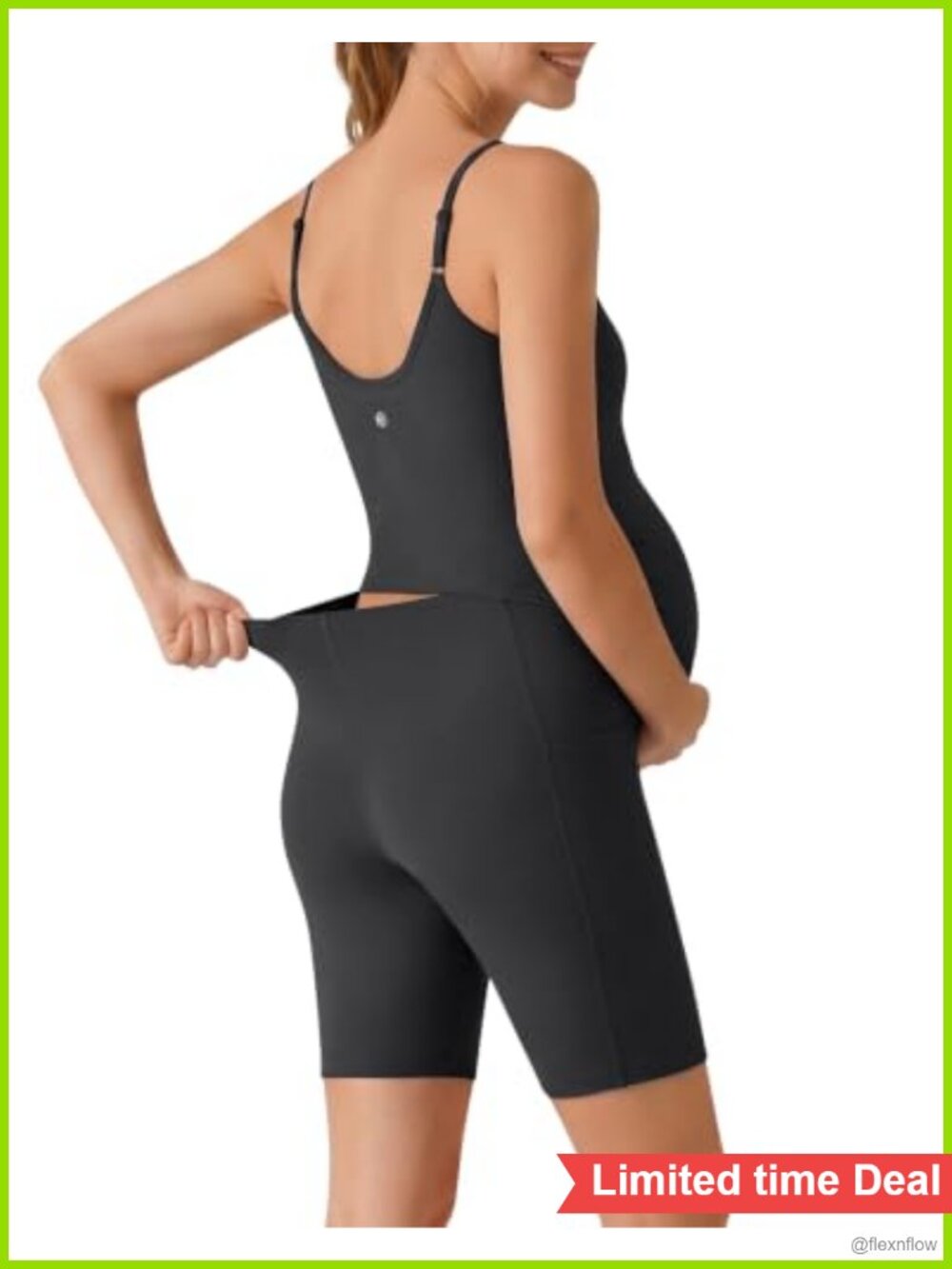 Maternity Active Jumpsuit Built in Bra Smart Back Opening 7 Inseam